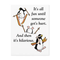 Penguin Ski Adventure Postcard