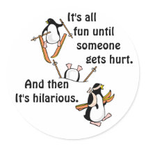 Penguin Ski Adventure Round Sticker