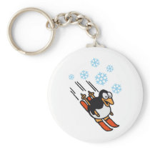 Penguin ski keychain