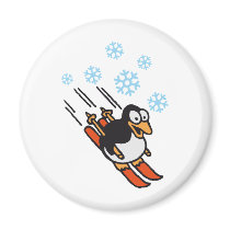 Penguin ski magnet
