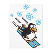 Penguin ski postcards