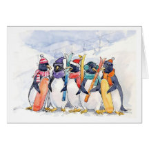 Penguin Ski Trip Card