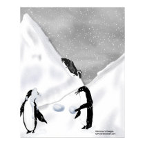 Penguin Snowball Fight Print