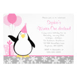 Penguin Snowflakes Winter Onederland Birthday Personalized Announcement