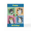 Penguin Squares Birthday Card by adrianropp Penguin Squares Birthday Card
