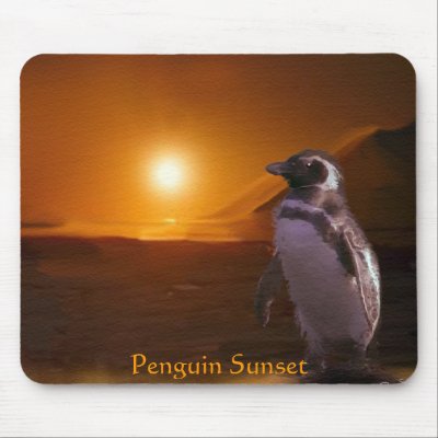 PENGUIN SUNSET Mousepad by RavenSpiritPrints