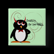 Penguin the new Black button pin by audrart Penguin the new Black button pin