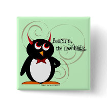 Penguin the new Black button pin by audrart Penguin the new Black button pin