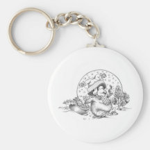 Penguin Trimming a Christmas Tree Keychains