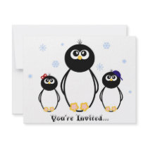 Penguin Trio invitations by Noosies Penguin Trio invitations