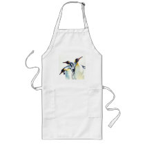 "Penguin Trio" Wildlife Watercolor Art Apron