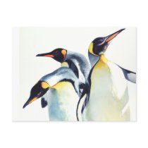 "Penguin Trio" Wildlife Watercolor Art Postcards