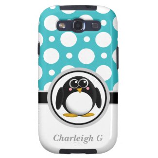 Penguin Turquoise Polka Dot Samsung Galaxy S3 Case