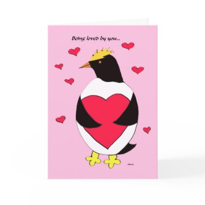 Penguin Valentine -- Cool Heart Penguin Greeting Card
