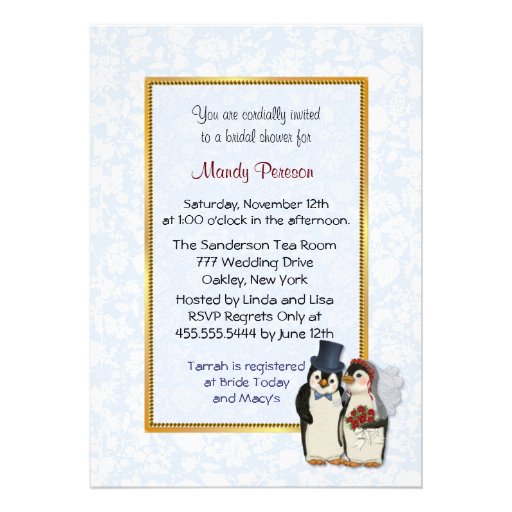 Penguin Wedding - Bridal Shower Personalized Invite