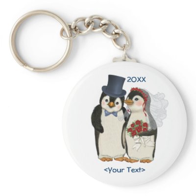Penguin Wedding Bride and Groom Tie - Customize Keychains