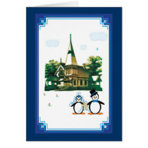 Penguin Wedding Chapel Card