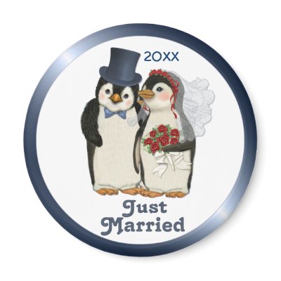 Penguin Wedding Fridge Magnet