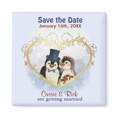 Penguin Wedding Save the Date Refrigerator Magnets