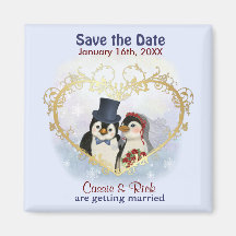 Penguin Wedding Save the Date Refrigerator Magnets