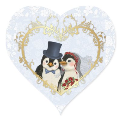 Penguin Wedding Stickers