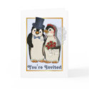 Penguin Wedding- You're Invited Card