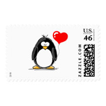Penguin with a heart balloon stamp
