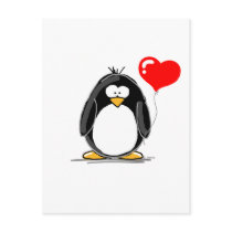 Penguin with a heart balloon postcard