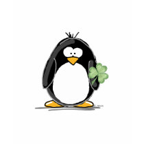 Penguin with a Shamrock t-shirts