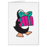 penguin with present greeting card