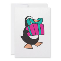 penguin with present personalized invitations