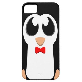 Penguin with red bow tie iPhone 5 cases