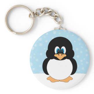 Penguin with Snowflakes Keychain