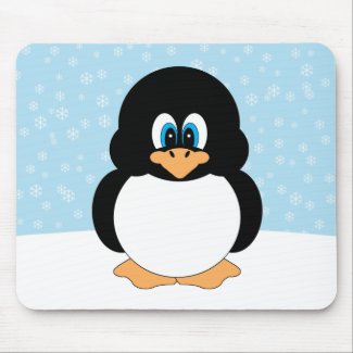 Penguin with Snowflakes Mousepad mousepad