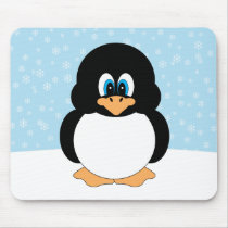Penguin with Snowflakes Mousepad