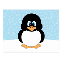 Penguin with Snowflakes Postcard