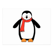 Penguin Wrapped in Red Scarf Postcard