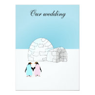 Penguins and igloo wedding invitation 6.5