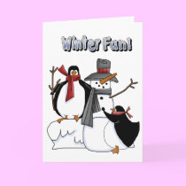 Pinguine und Schneemann karten