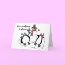 Pinguine und Schneemann karten