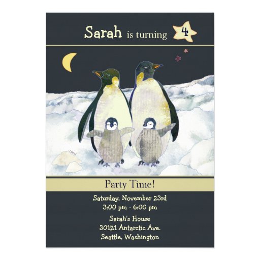 Penguins Birthday Party Invitations for Kids