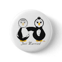 Penguins Getting Married Just Married buttons
