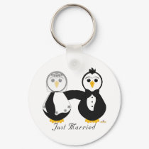 Penguins Getting Married Just Married keychains