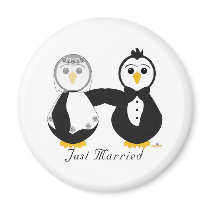 Penguins Getting Married Just Married magnets