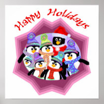 Penguins Holiday Large Poster