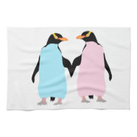 Penguins in love kitchen towel