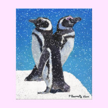 Penguins in the Snow Wrapped Canvas canvas prints