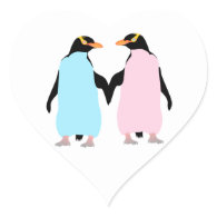Penguins  ,  Love birds Heart Stickers