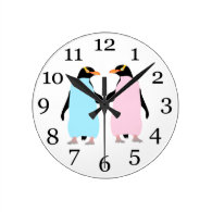 Penguins  ,  Love birds Round Wall Clock