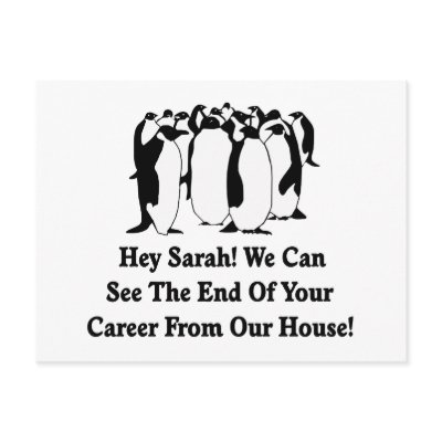 Penguins Message To Sarah Palin postcards